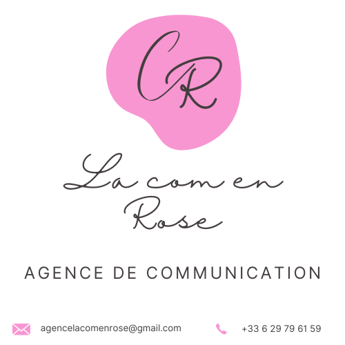 signature de l'agence fictive la com en rose